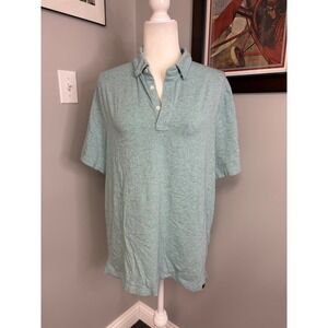 Faherty Brand Movement Polo Shirt Mens Large Teal Heather Pima Cotton